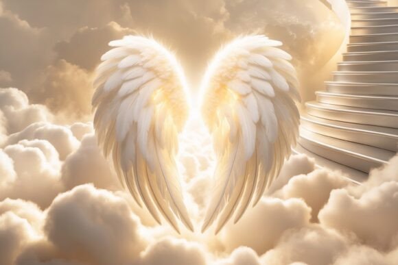 Angel Wings Heaven Scene: An Ethereal Digital Background