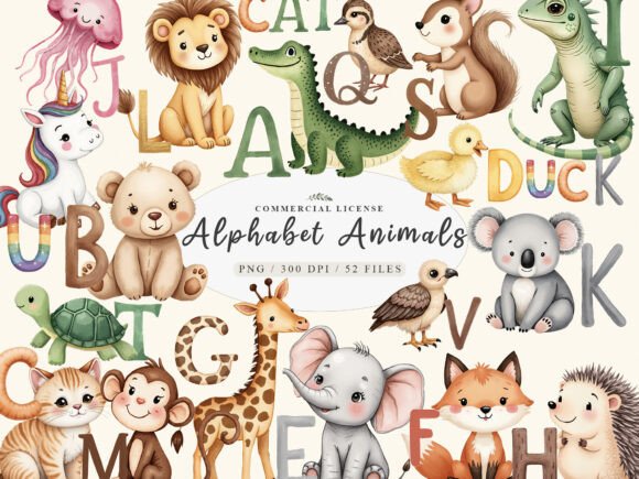 Bringing Whimsy to Words: The Watercolor Cute Little Animal Alphabet
