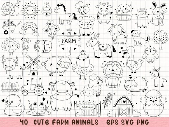 Charming Farm Animal Clipart: Cute SVGs for Creative Projects