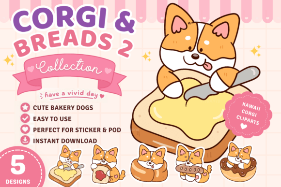 Cute Corgi Dog Kawaii Animal Bread: A Designer's Cozy Asset