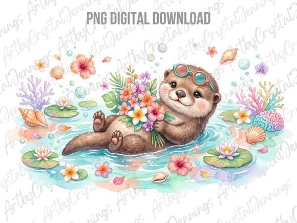 Cute Summer Otter Animal PNG: A Designer's Delight