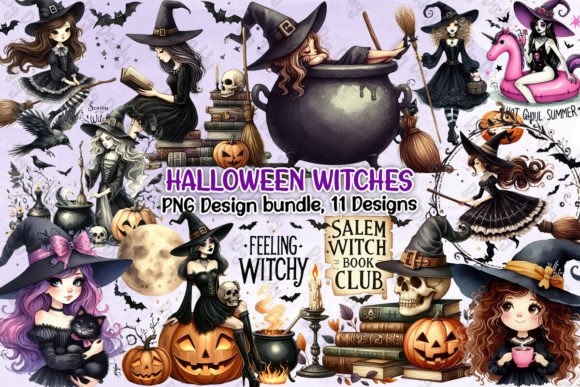 Enchanting Halloween Witches Clipart PNG for Spooky Designs