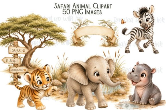Safari Animal Clipart Bundle: Your Go-To for Whimsical Designs