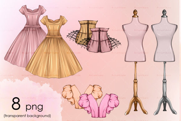 Skirt, Dress & Corset Mannequin Clipart for Design