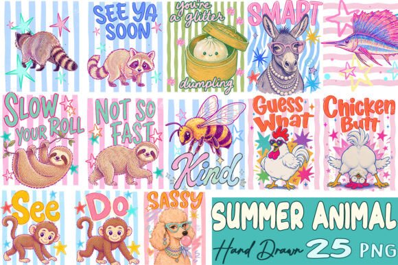 Striped Summer Animal Hand Drawn Bundle: A Creative Asset Guide