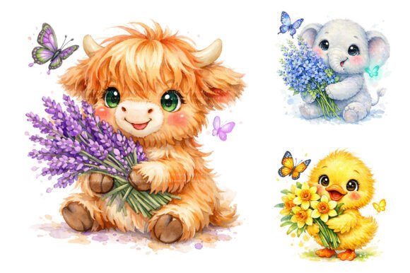 Unleashing Charm: The Kawaii Animal Flower Clipart Bundle