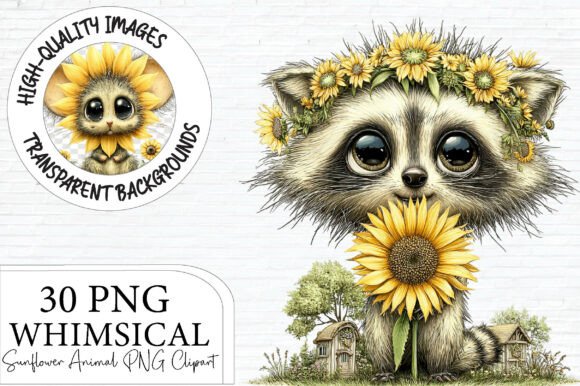 Whimsical Charm: Integrating Sunflower Animal PNG Clipart into Your Designs